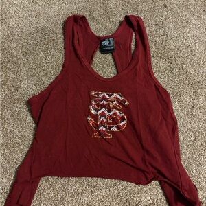Diane Von Furstenberg Burgundy Embellished Tank Top- Florida State